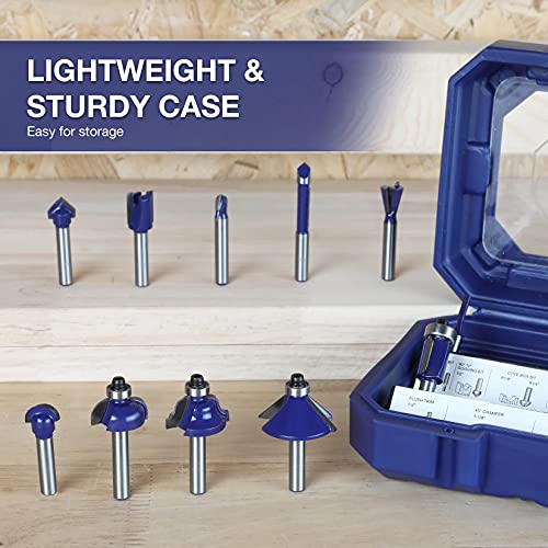 WORKPRO 15Piece Router Bits Set, 1/4Inch Shank Tungsten Carbide Router Bits for Woodworking