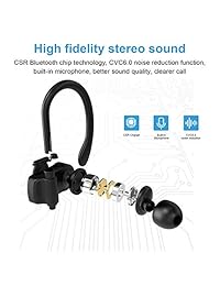 Auriculares inalámbricos HSPRO con Bluetooth, IPX7, impermeables, CVC6.0, cancelación de ruido, auriculares deportivos inalámbricos con micrófono para entrenamiento en el gimnasio, 10 horas de tiempo de reproducción talla única