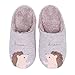 Cute Animal House Slippers for Women Fuzzy Hedgehog Home Shoes Waterproof Sole Indoor Slippers, Beige, 6-7.5 Women / 4.5-6 Men