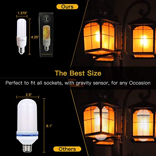 Abameric Flame LED Light Bulbs E26 Base |LED Flame Effect Light Bulb | with Gravity Sensor | Flickering Flame Light Bulb for Indoor/Outdoor Use | for Home/Hotel/Bar/Party Decor | Holiday Gifts(4 Pack)