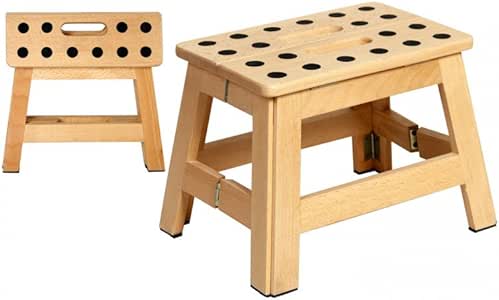 Taburete Escalera Madera de Haya Natural Plegable: Amazon.es: Hogar