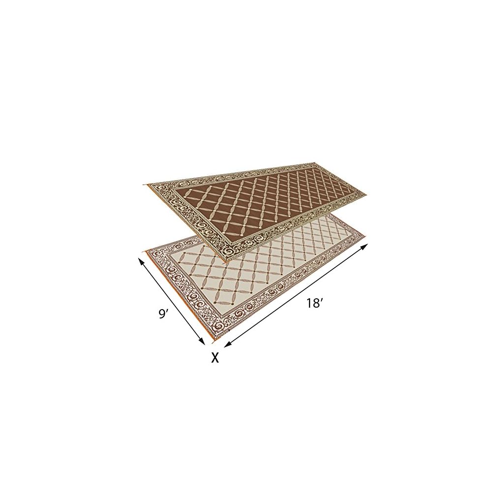 Reversible Mats 119187 Outdoor Patio 9Feet X 18Feet, Brown/Beige RV