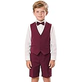 Boys 2 Piece Vest Short Pants Suits Toddler Tuxedo Suit Set for Teen Boys Kids Wedding Summer