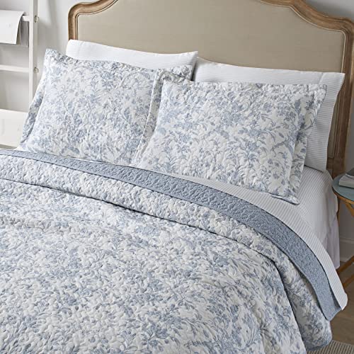 Laura Ashley Home King Size Quilt Set, Cotton Reversible Bedding