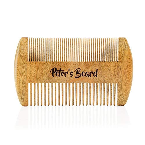 Beard Comb for Men - Wooden Natural Sandalwood Antistatic No Static Dual Action Beard Comb - Fine & Coarse Tooth Perfect for Balms and Oils Includes PU Leather Case - Presented in Cardboard Gift Box - Thumbnail 5