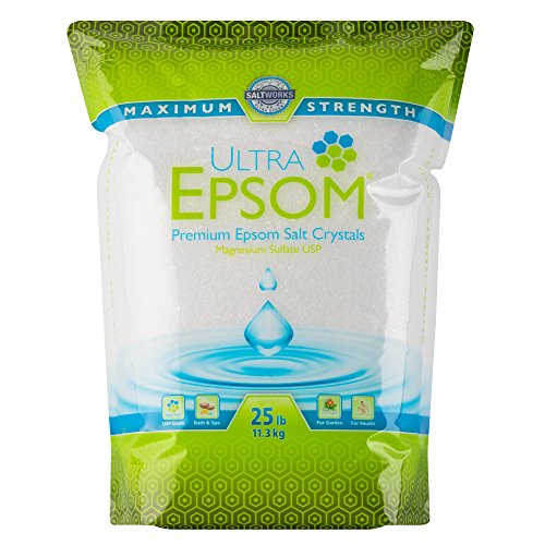SaltWorks Ultra Epsom Bath Salt, Medium Grain, Bag, Clear Crystals, 25