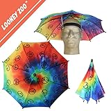 Funbrella Hats - TIE DYE Umbrella Hat - The Funkadelic - Rain Sun Resistant - Easy Elastic Fit for Adults & Kids - Umbrella Hats for a Costume Party, Festival, Fishing, Hiking and the Beach