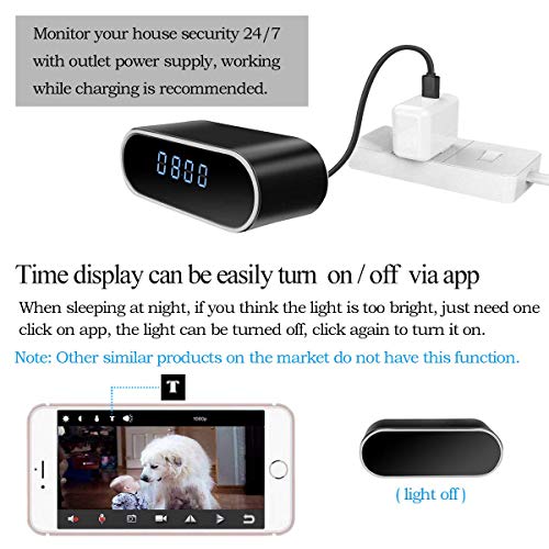 Hidden Spy Camera Wireless Hidden, 1080P Clock Hidden Cameras Wireless IP Surveillance Camera for Home Security Monitor Video Recorder Nanny Cam 140°Angle Night Vision Motion Detection - Thumbnail 3
