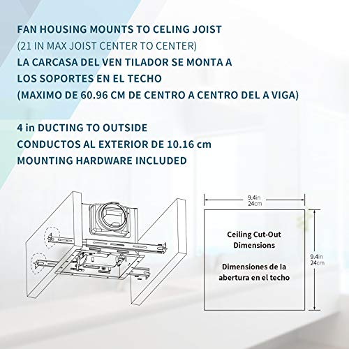 Tech Drive Super-Quiet 90 CFM, 0.8 Sone Bathroom Ventilation and Exhaust Fan (90CFM) - Thumbnail 4