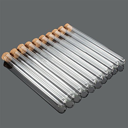 10 Pcs Transparent Glass 25Ml Lab Tubes & Stoppers Chemistry Glassware Labware Glass Teaching Tube&Stopper Cork Tool Kit