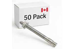 3/8" x 4" Stainless Steel Wedge Anchors, 50 Pack 304 Wedge Anchors Heavy Duty Concrete Anchor Expansion Bolts for Masonry, Br