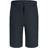 DEVOROPA Youth Boys Golf Dress Shorts Flat Front Adjustable Waist Kids Uniform Khaki Chino Causal Athletic Shorts Pockets