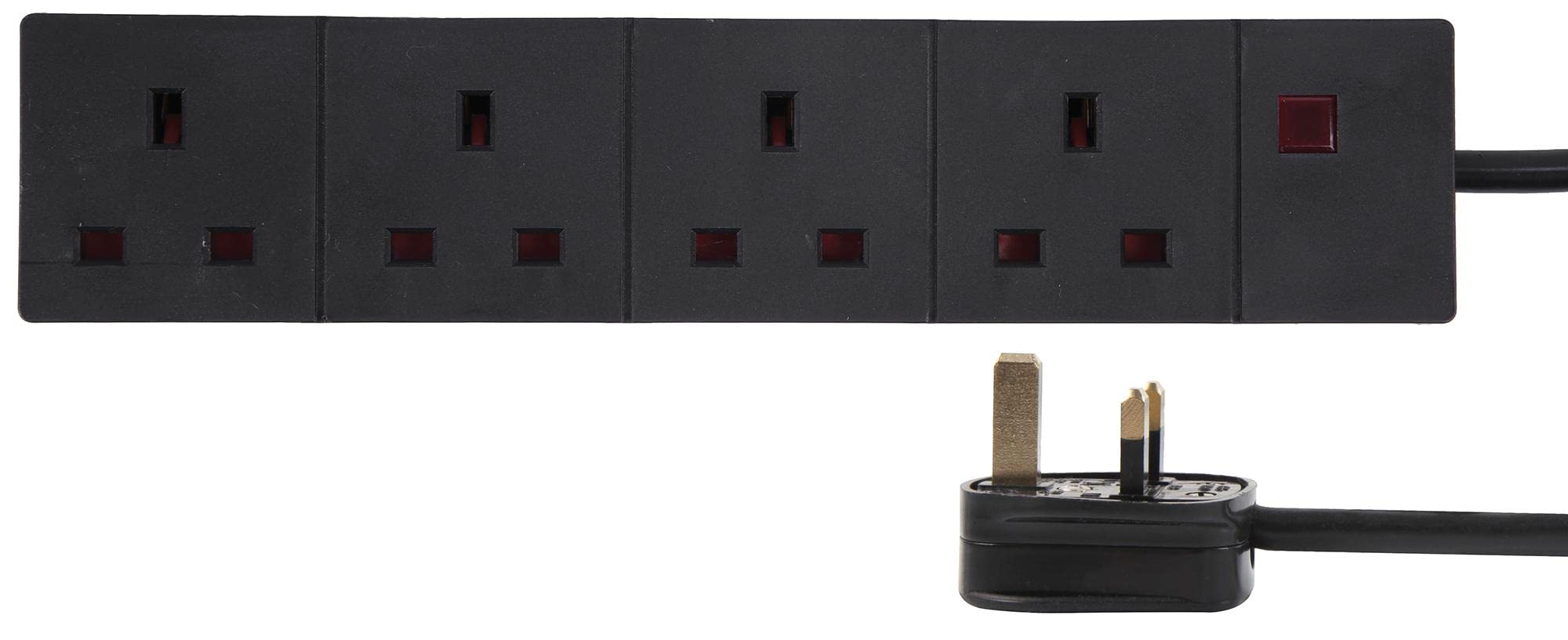 PRO ELEC PELB1998 4‑Gang Mains Extension Lead – 7.5m, Black