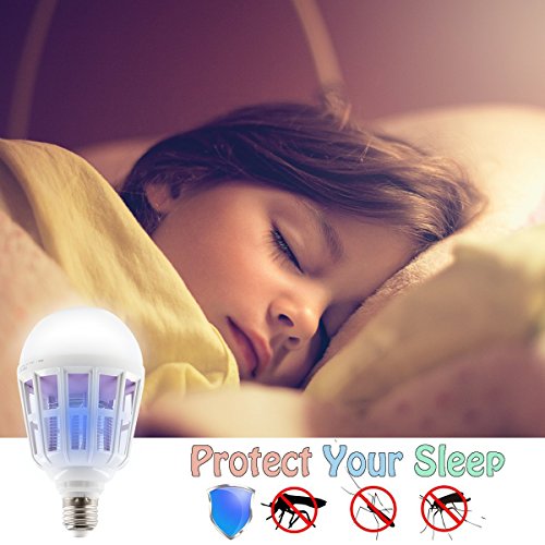 DEKIRU 2 Pack Mosquito Light Bug Zapper Light Bulb Mosquito Killer Lamp Powerful Electronic Insect & Fly Killer with Built in Insect Trap Fits in 110V E26\E27 Light Bulb Socket Good for Indoor Outdoor