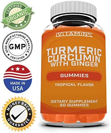 Turmeric Curcumin with Ginger Gummies :: Anti Inflammatory, Antioxidants, Allergy Relief :: Vegetarian, Vegan, Kosher & Halal Certified :: Gluten Free :: Non GMO :: Herbal :: 60 Count