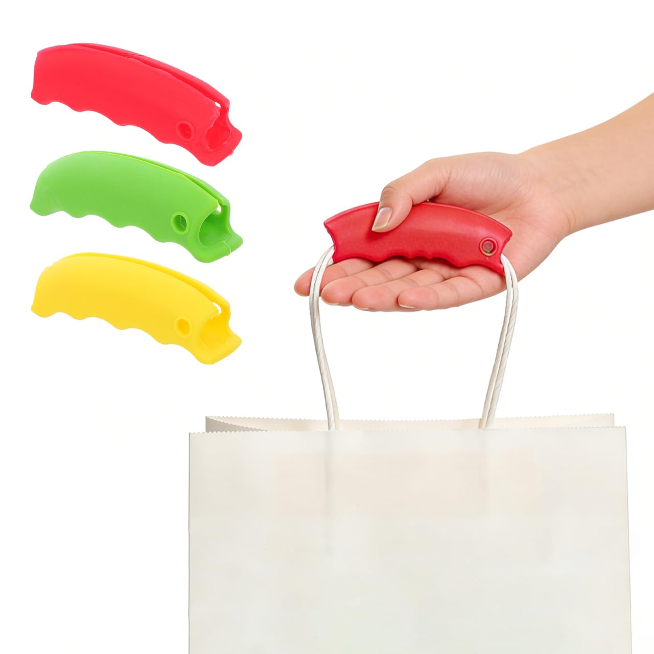 Luxshiny Silicone Shopping Bag Holder Clips 4Pcs Grocery Bag Carrier Handles for Tote and Reusable Reduce Hand Fatigue and Distribute Weight Evenly Convenient Kitchen Carrying Tool