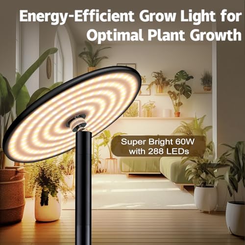 AJABotanics Grow Light for Indoor Plants, 60W Full Spectrum LED 85'' Tall Standing Plant Light with Stand, Remote Control, 4/8/12H Timer, 10-Level Dimmable, 2300K–6500K (plantes d’intérieur)