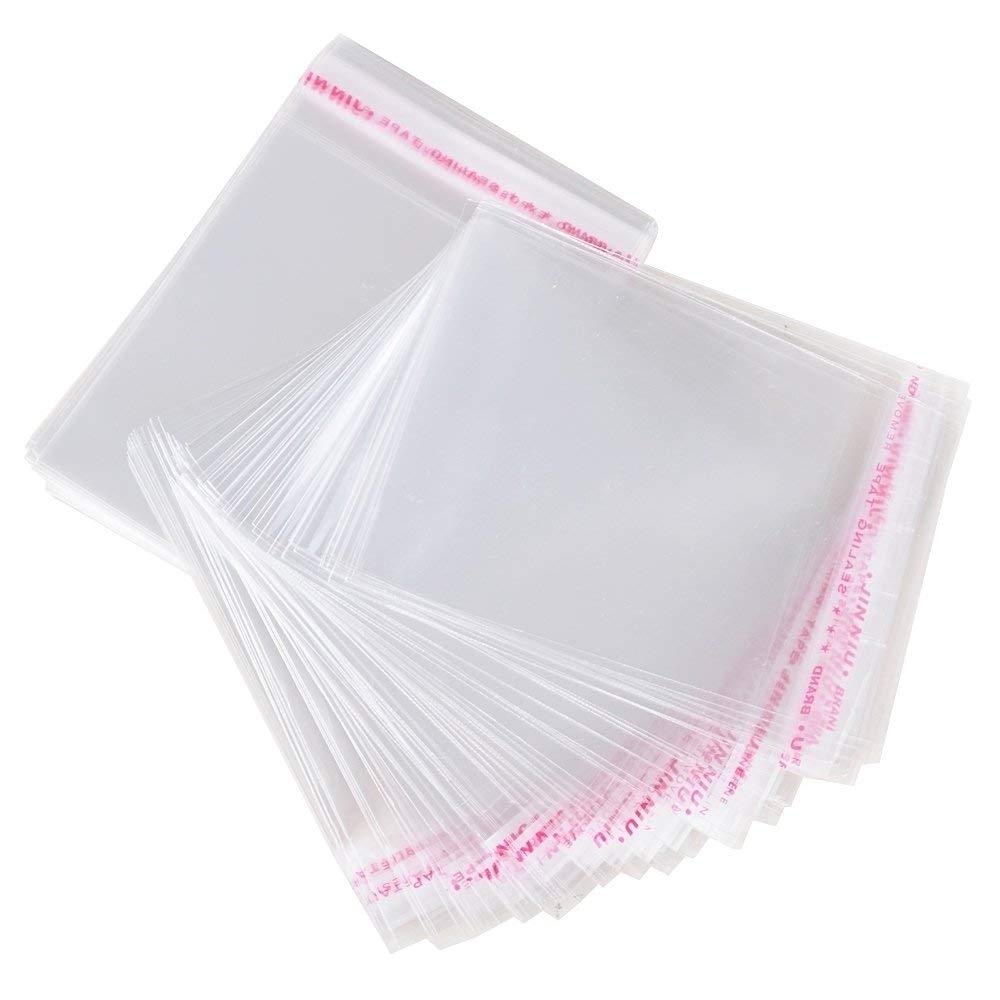 MGE - Pack of 100 Clear Cellophane 16x25 Self Seal Bags - Plastic Clear Bag for Gift, Sweets, Cookies, Clothes - Cellophane Bags for Display or Packaging - Clear Packing Bags Adhesive Self Seal