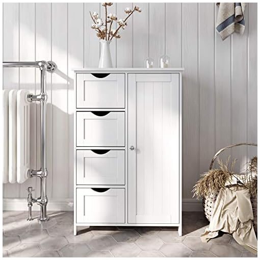 VASAGLE Bathroom Storage Floor with Adjustable Shelf and