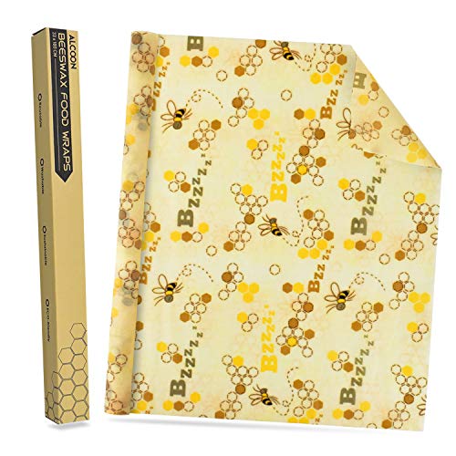 Alcoon Beeswax Food Wraps 1 Meter Roll 13 x 39 Inch Reusable Beeswax Wraps Eco-Friendly Sustainable Food Storage Wraps for Sandwich, Cheese, Fruit, Bread, Snacks (Bee Pattern) - Thumbnail 7