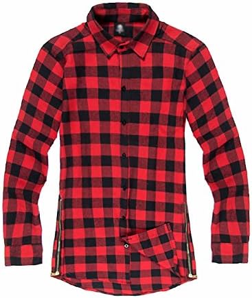 Bestmail Mens Regular Fit Red Flannel Long Sleeved Shirt