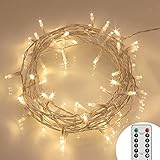 [Remote and Timer] 29.5ft 80 LED Outdoor Battery Fairy Lights (8 Modes, Dimmable, IP65 Waterproof, Warm White)