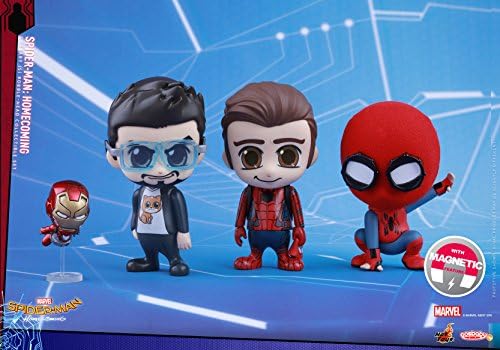 Cosbaby Marvel Spider-Man Homecoming Hot Toys Bobblehead Collectible Set of Four Figures including Tony Stark, Homemade Suit, Peter Parker, Mini Mark XLVII Cosbabies Bobble Head COSB370