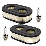 HIFROM (2 Set Oval Air Filter with Spark Plug for MTD Yard Machines Troy-Bilt TB110 TB115 TB200 TB230 TB330 TB370 Walk-Behind Lawn Mower
