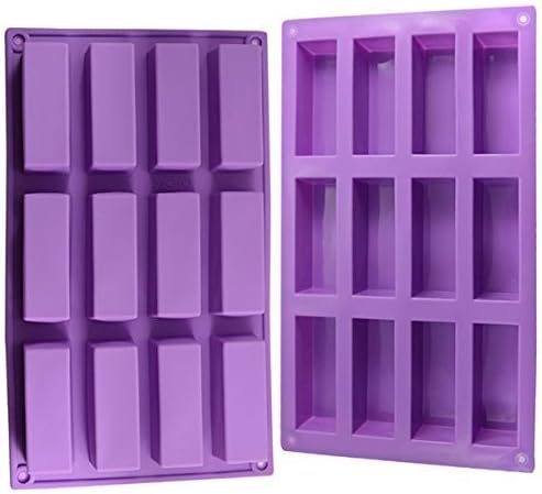 Digital Art Silicone Mold Cake Baking Mold Bar Cake Pan Muffin Cups Handmade Soap Moulds Biscuit Chocolate Ice Cube Tray DIY Mold (12 Oblongs Rectangle)