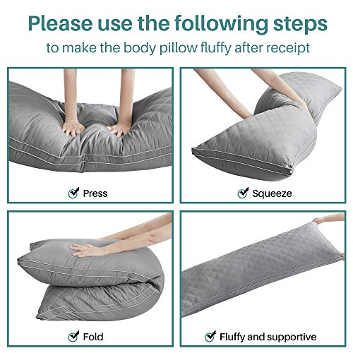 Oubonun Premium Adjustable Loft Quilted Body Pillows Firm and Fluffy