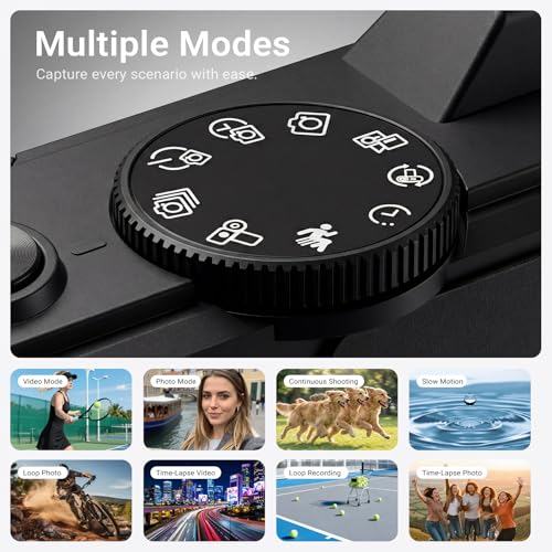 5K Digital Camera for Photography - 75MP WiFi Vlogging Camera for YouTube, Travel Flash Camera for Beginners Adults, UHD 18X Zoom with Flip Screen 3" 180°, 64 GB SD Card, 2 Batteries, Black
