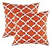 TreeWool Trellis Accent Spring Summer 18x18 Set of 2 Decorative Throw Pillow Covers 100% Cotton Home Decor Pillowcases for Sofa Couch (California Orange)