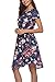 NICIAS Women Floral Short Sleeve Tunic Vintage Midi Casual Dress with Pockets Navy L