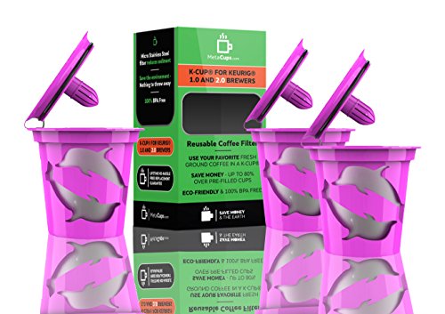 MetaCups 2.0 K Cups Reusable Refillable Coffee Filters for Keurig 2.0 Brewers K200, K300, K400, K500 and Tea K-cup Pods. 3pack. Bonus Free Keurig Coffee Recipes Guide Plus.