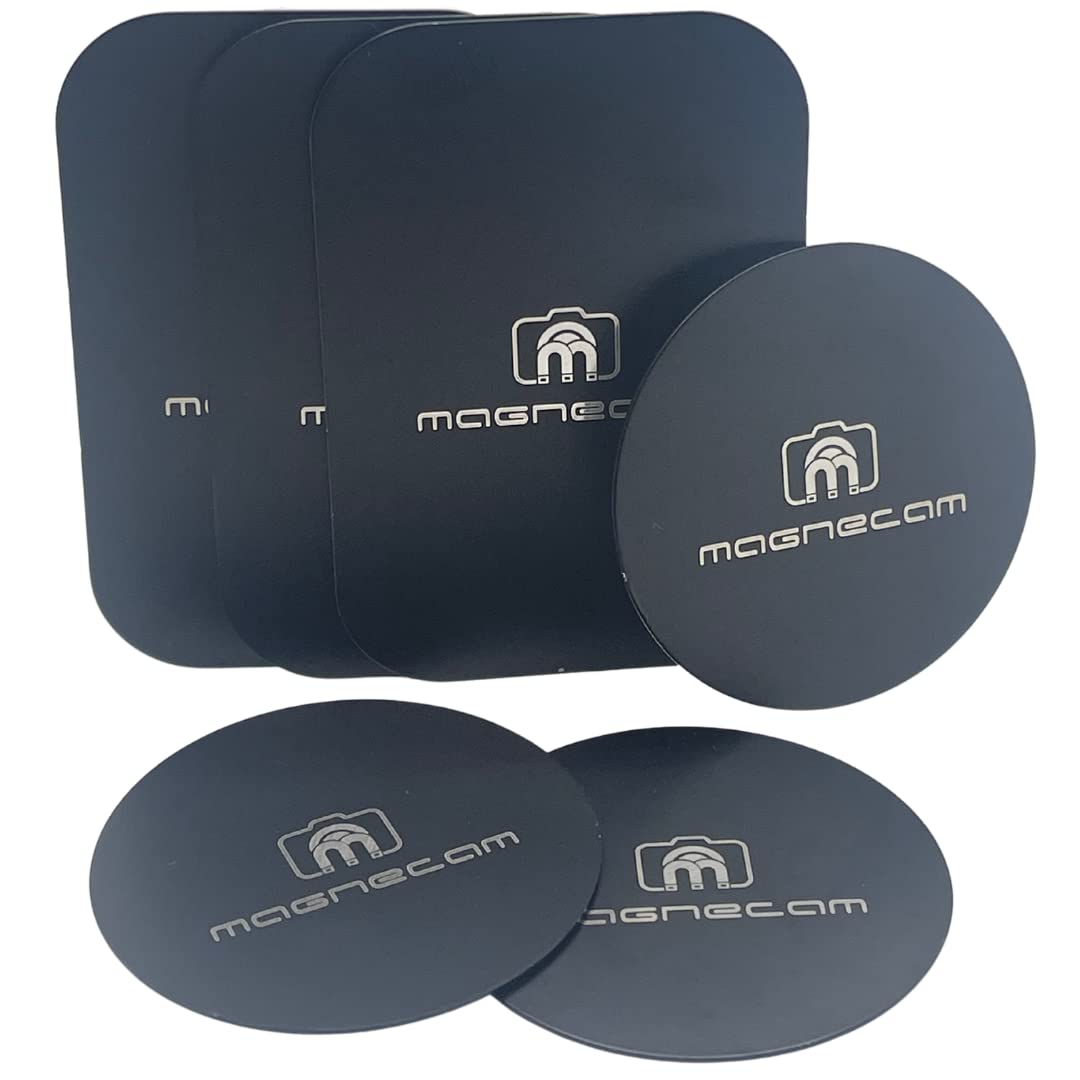 Magnecam Phone Magnet sticker 6 Pack Thin Replacement Metal Plate for Magnetic Phone Holder, Universal - 3 Rectangular and 3 Round - Magnet for Car Phone Holder