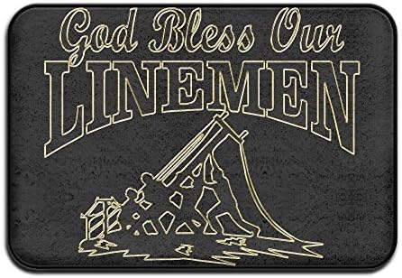 God Bless Our Linemen Non Slip Doormat Entrance Mat Floor Mat Rug Dirt Trapper Mats 15.7"x23.6"