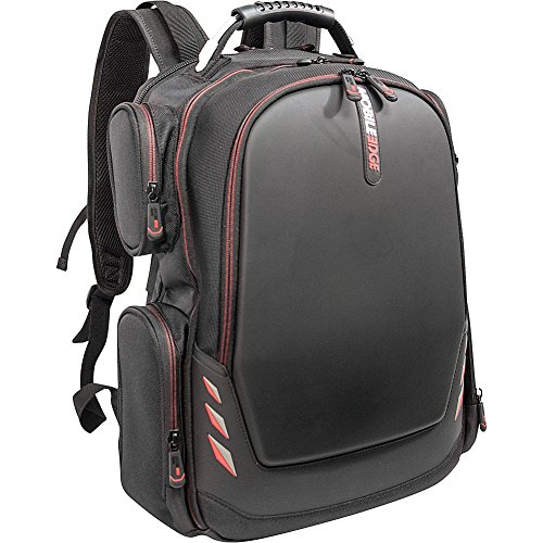 Mobile Edge Core Gaming Laptop Backpack, Molded Front Panel, 17 - 18 Inch, External USB 3.0 Quick-Charge Port and Built-in Charging Cable ScanFast TSA Checkpoint Friendly Black w/Red Trim MECGBP1