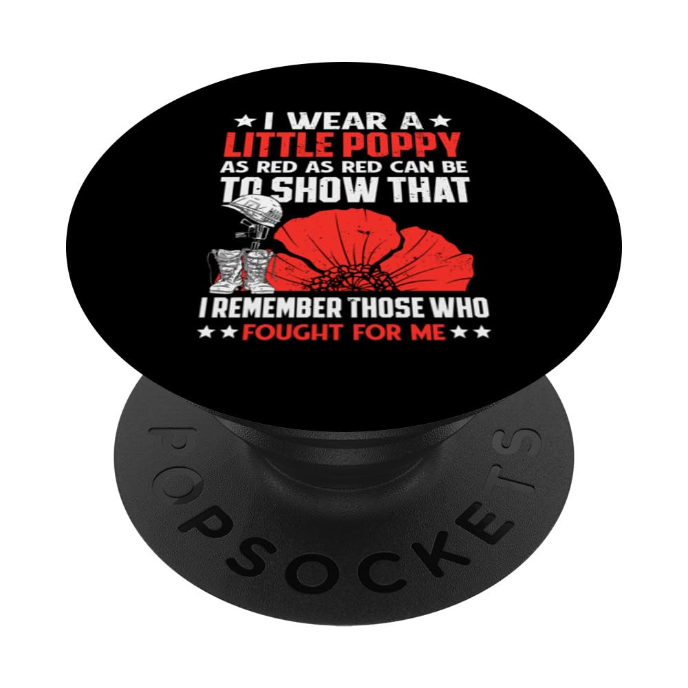 Veterans Day USA Memorial Lest We Forget Red Poppy Flower PopSockets Swappable PopGrip