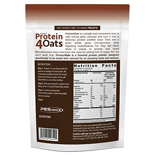 PEScience Protein4Oats, Protein Powder to Make Amazing Tasting Protein Oatmeal, with Whey and Casein, Gluten Free - Maple Brown Sugar, 12 Servings