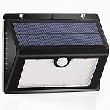[Bright 44 LED 2 Color Light] Intelligent Solar Powered Motion Sensor Lights- Day / Night Auto On / Off- 4 Modes Waterproof Outdoor Wireless Exterior Security Lighting with Hanging Hook