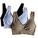 Cabales Women's 3-Pack Seamless Wireless Sports Bra with Removable Pads, Black/White/Nude, XX-Large