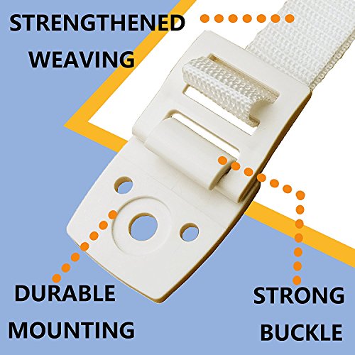 Anti Tip Straps TV & Furniture Safety Wall White Baby Childproofing Drawer,Flat Screens, Earthquake,Television Antitip (4Pack)