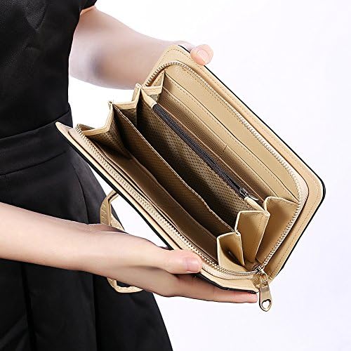 Women's Leather Trifold Wristlet Clutch Wallet Card Holder With Strap Organizer Karni