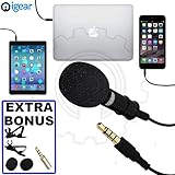 iGear Lavalier Lapel Microphone Clip-on Omnidirectional Condenser Mic for Apple iPhone, iPad, iPod Touch, Samsung Android & Windows Smartphones Film Interviews Video Recording(1.5 Meters Cable) (1.5M)