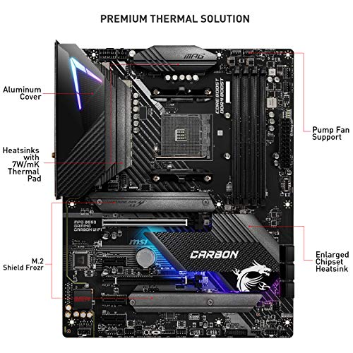 MSI MPG B550 Gaming Carbon WiFi (AMD AM4 DDR4 M.2 USB 3.2 Gen 2 WLAN 6 HDMI ATX Gaming moederbord AMD Ryzen™ 5000… - Image 4