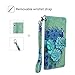 Galaxy S8 Wallet Case, Galaxy S8 Case,MagicSky Floral Premium PU Leather Flip Folio Case Cover with Wrist Strap, Card Holder, Cash Pocket,Kickstand for Samsung Galaxy S8 - Green Peacock