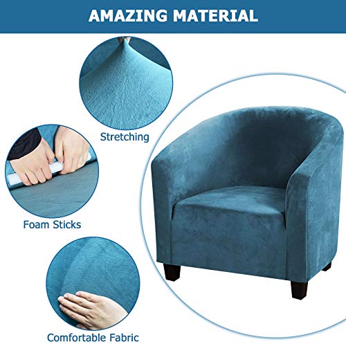 TOPCHANCES Tub Club Stuhlbezüge, halbrund, Sesselbezug, Sofabezug, Stretch-Samtstoff, weich, waschbar, Möbelschutz für… – Bild 7