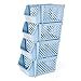 Titan Mall Stackable Storage Bins 4 Pack Pantry Storage Bins for Food, Toy, Kitchen and Bathroom Organizer, Stacking Bins with Front Open Stackable Baskets Blue (Made in USA)
