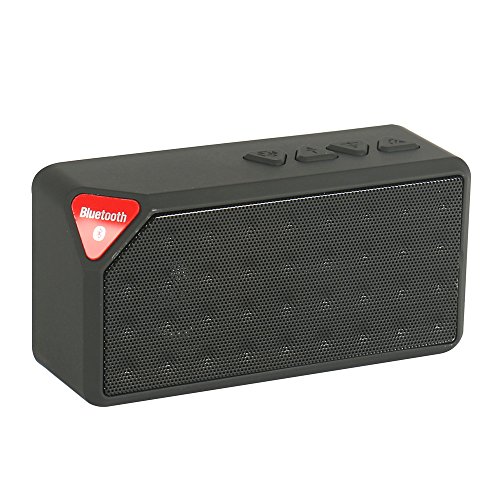 Hausbel Mini Portable Jam-box Style Wireless Built-in Mic Hands-free Bluetooth Speaker with Rechargeable & Removable Lithium Ion Battery Support FM radio / TF Card for iPhone 6 /Galaxy S5 / HTC ONE M8 / LG G3 (Black)