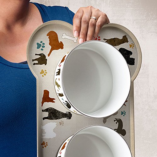 SitnStay Small NonSlip Pet Tray & Food Bowl Set (Classic